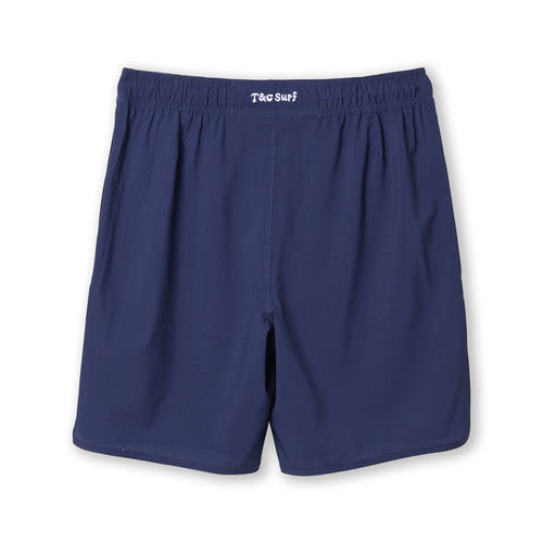 Calção de praia T&C Surf Designs com detalhe elástico em forma de concha, 48 cm (19") - Azul-marinho