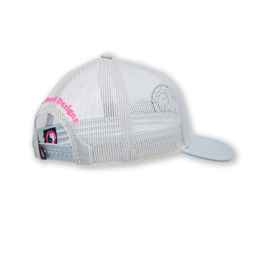 T&amp;C Surf Designs YY Plain Trucker Cap-Grey / Pink Logo