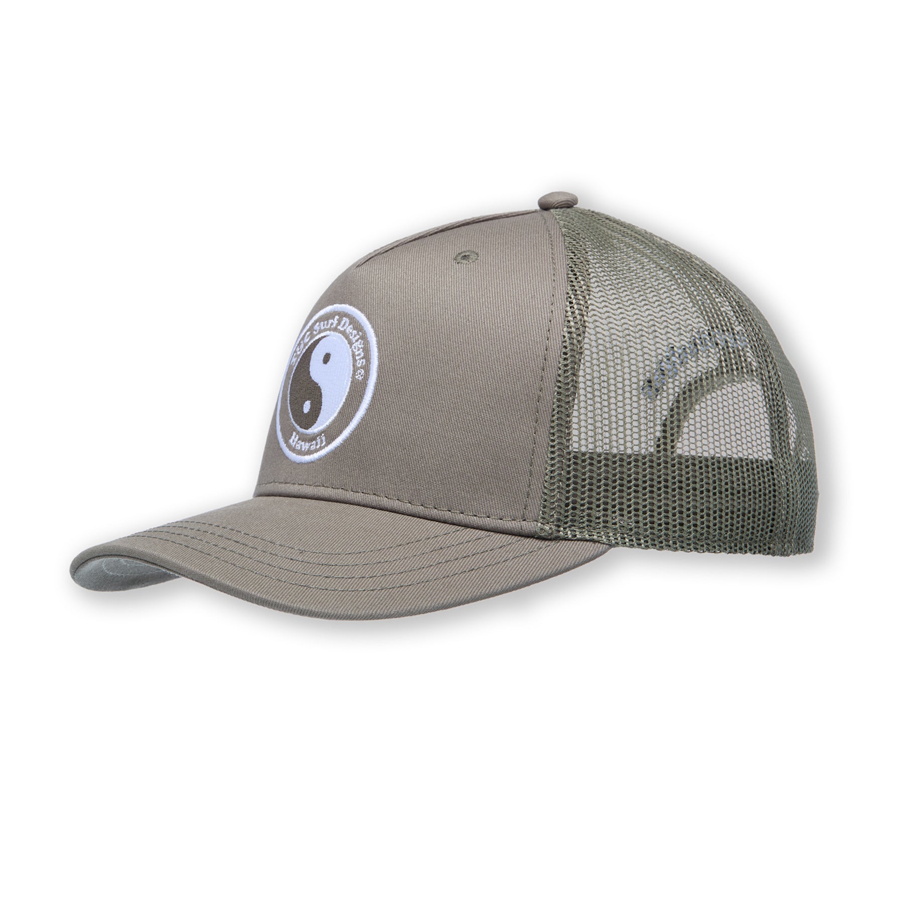 Boné Trucker T&C Surf Designs YY Plain - Verde Militar / Logotipo Verde Militar