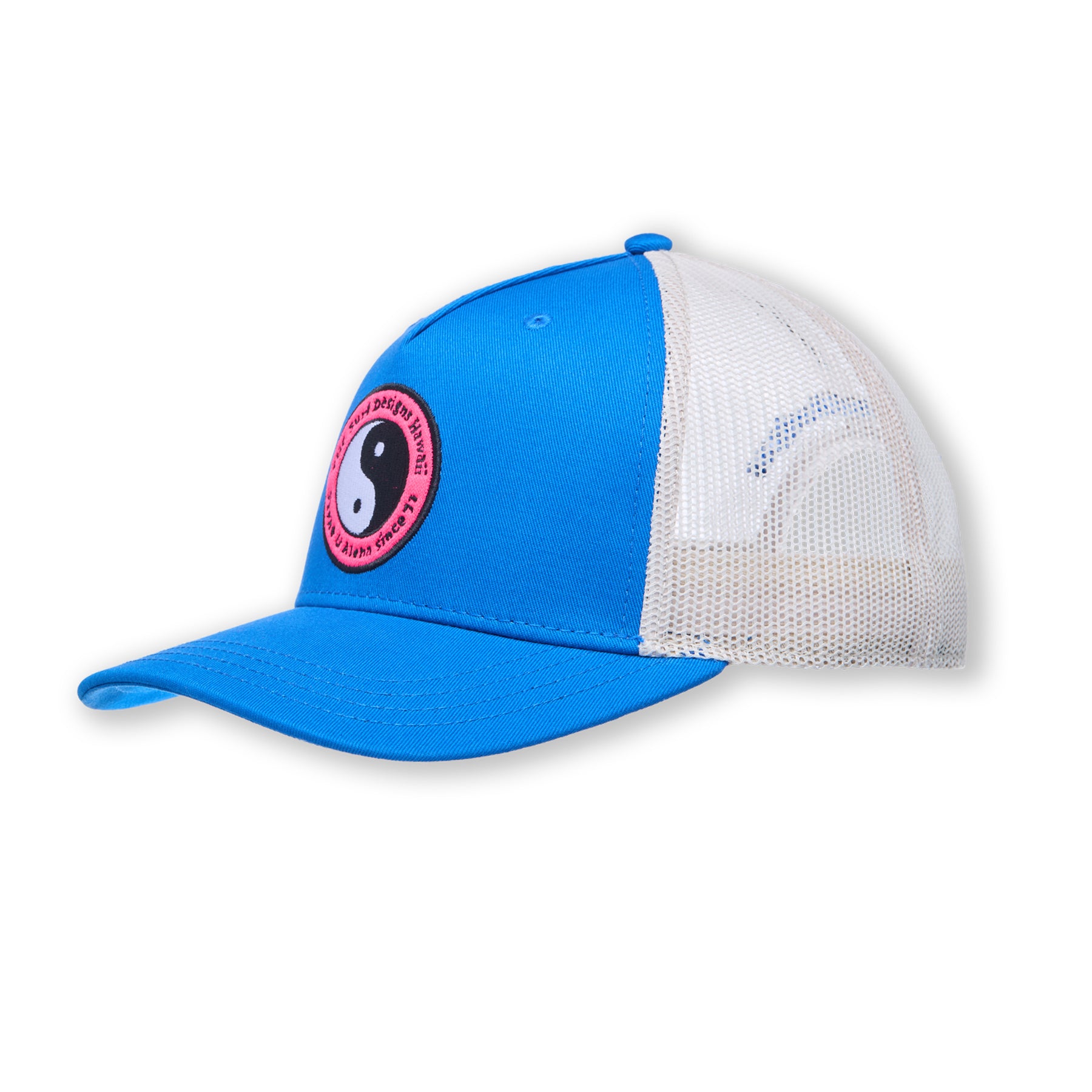 Boné Trucker T&C Surf Designs YY Multico - Azul Elétrico / Branco Sujo / Logótipo Rosa