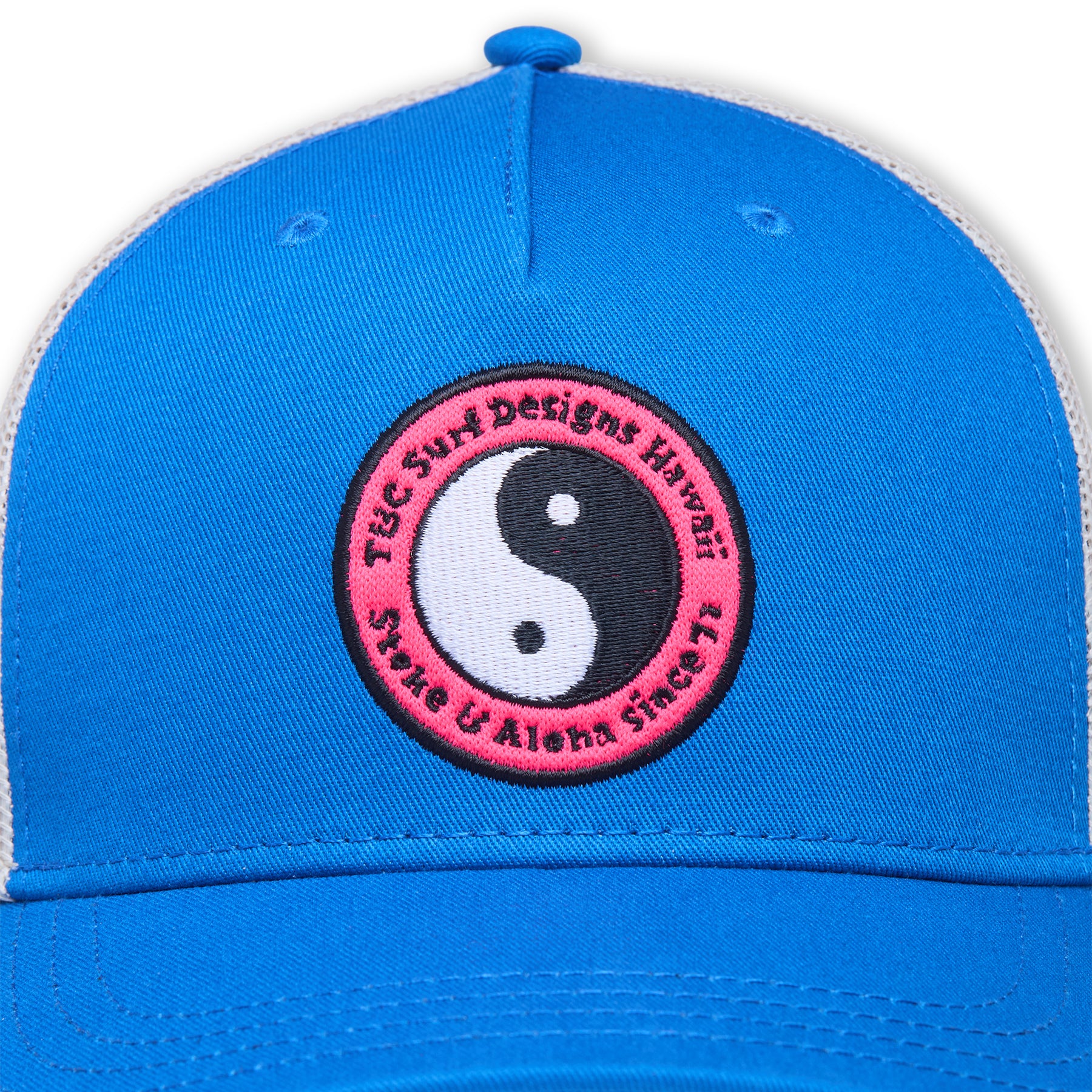Boné Trucker T&C Surf Designs YY Multico - Azul Elétrico / Branco Sujo / Logótipo Rosa