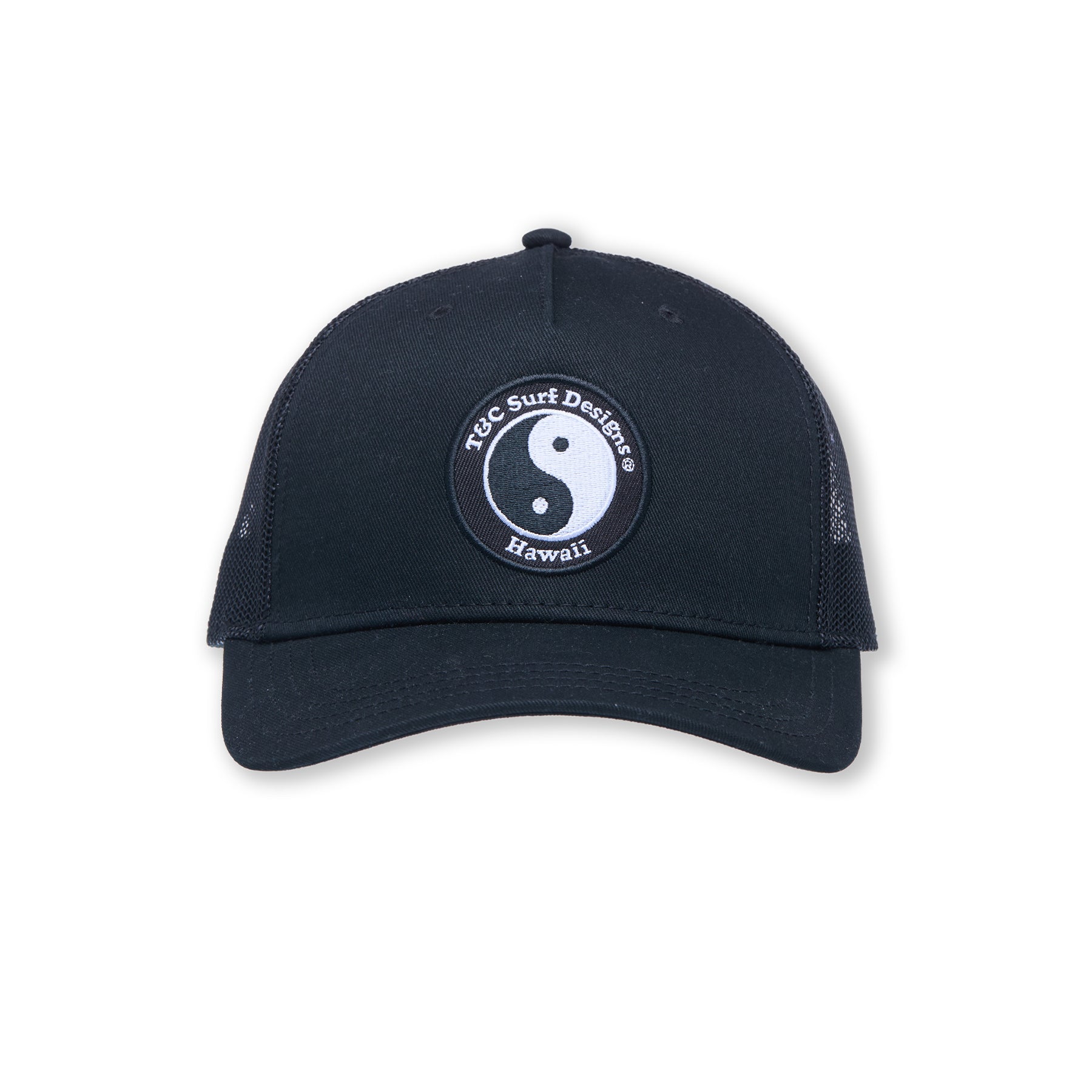 Boné Trucker T&C Surf Designs YY Plain - Preto / Logotipo Preto