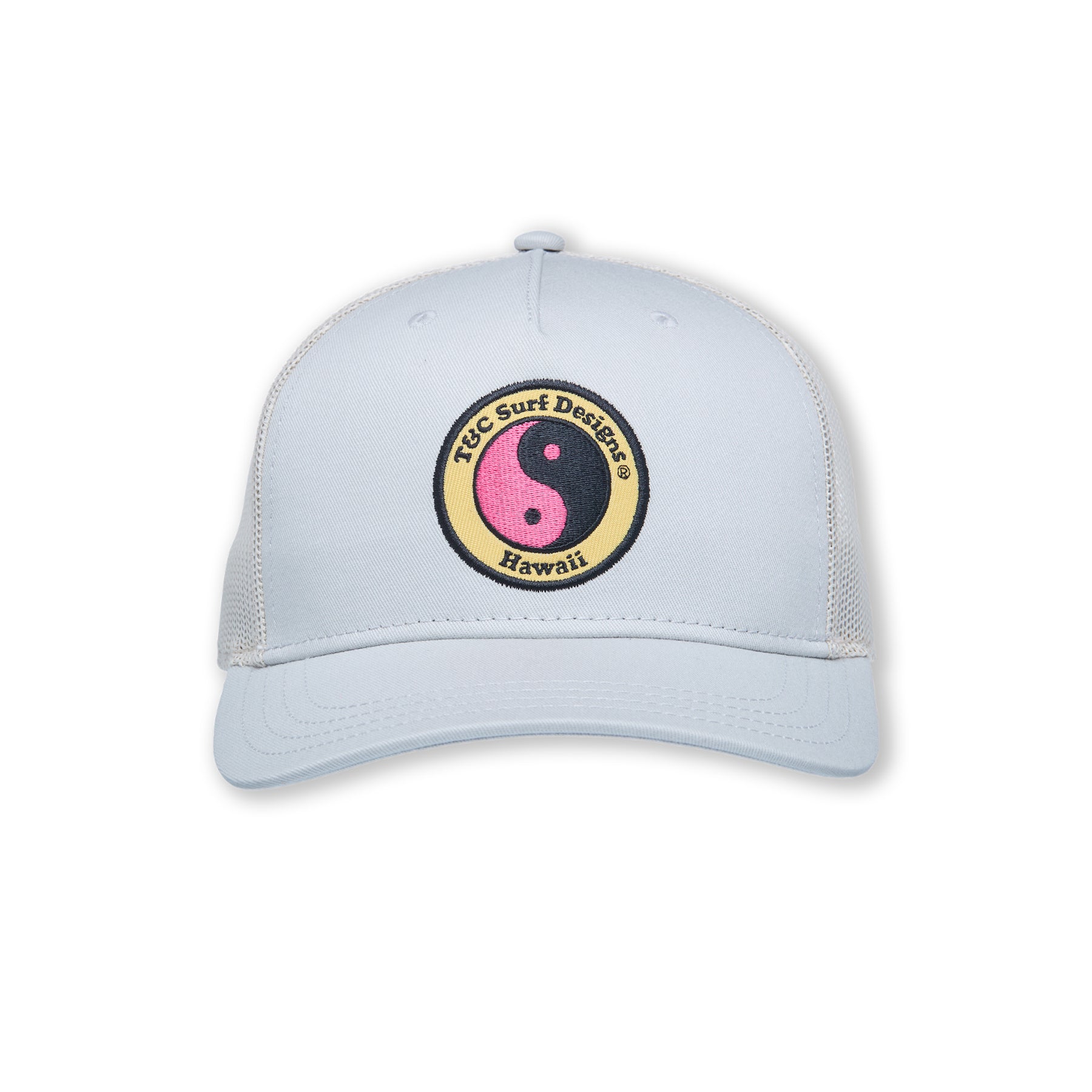 Boné Trucker T&C Surf Designs YY Plain - Cinzento / Logótipo Rosa