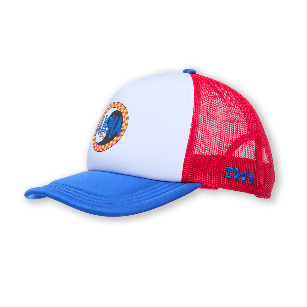 Boné Trucker Aloha Foam da T&C Surf Designs - Azul Royal / Vermelho / Branco