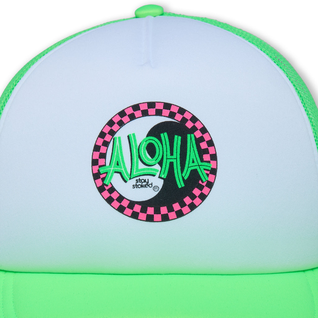 Boné Trucker Aloha Foam da T&C Surf Designs - Verde Fluorescente / Branco