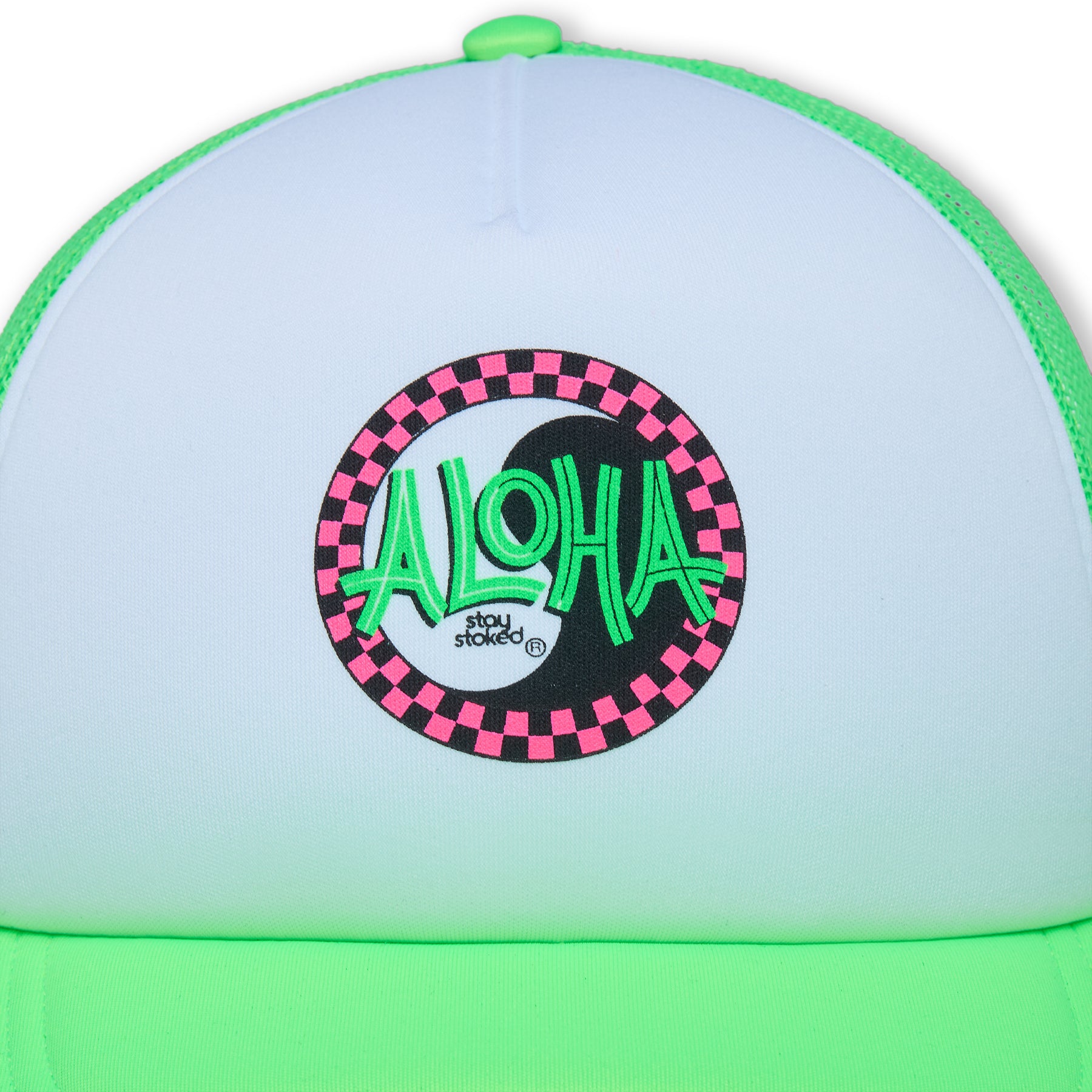 Boné Trucker Aloha Foam da T&C Surf Designs - Verde Fluorescente / Branco