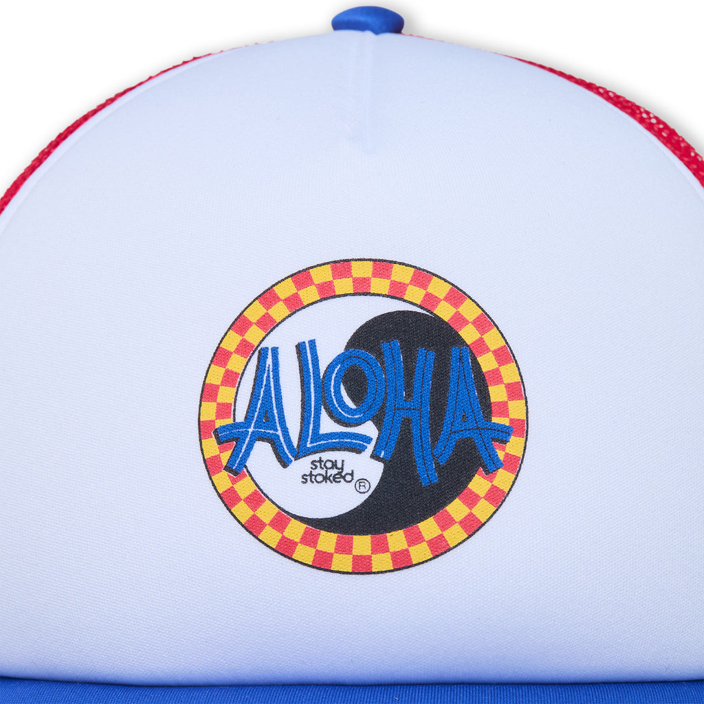 Boné Trucker Aloha Foam da T&C Surf Designs - Azul Royal / Vermelho / Branco