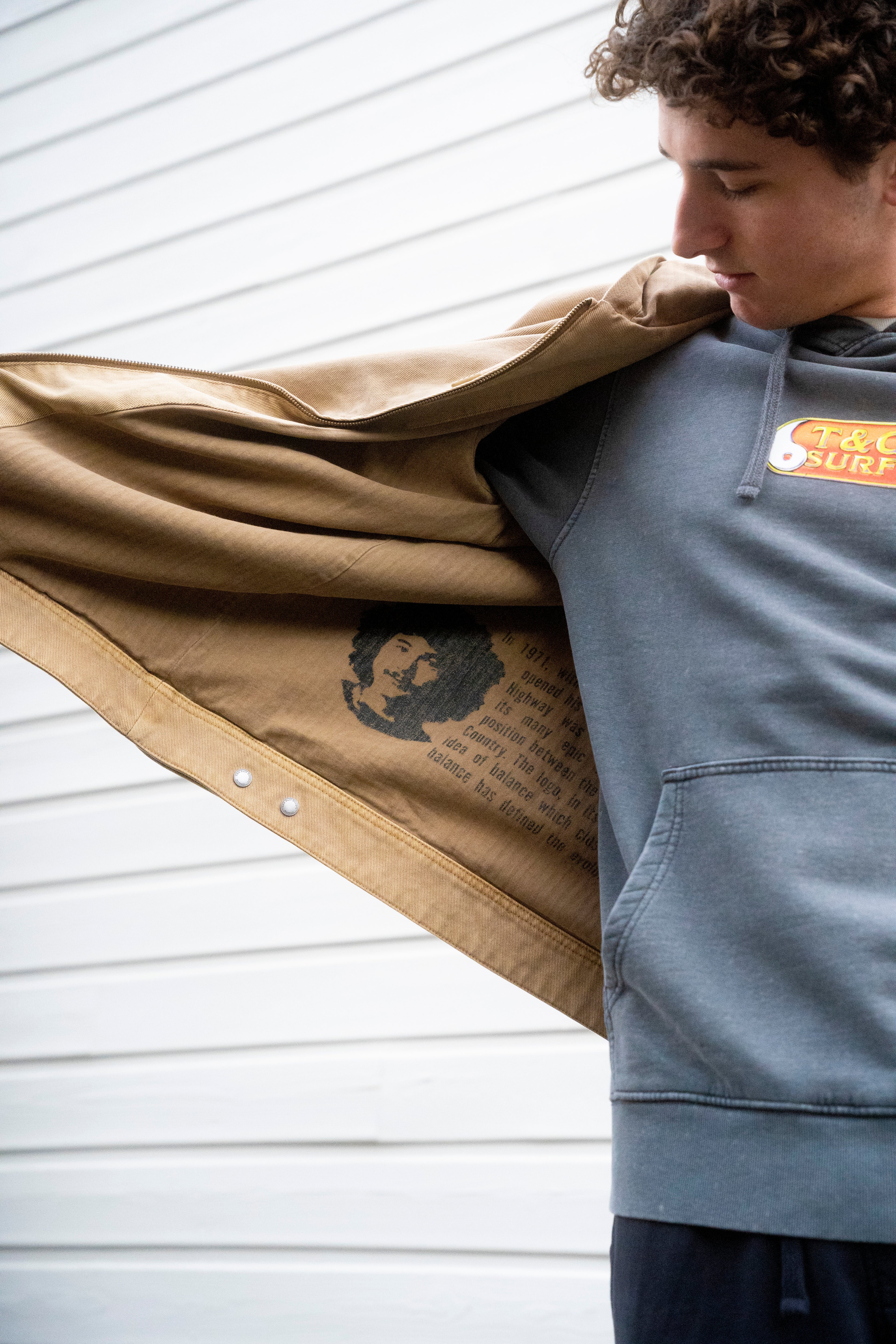 T&C Surf Designs Twill Hooded Jacket - Dark Khaki