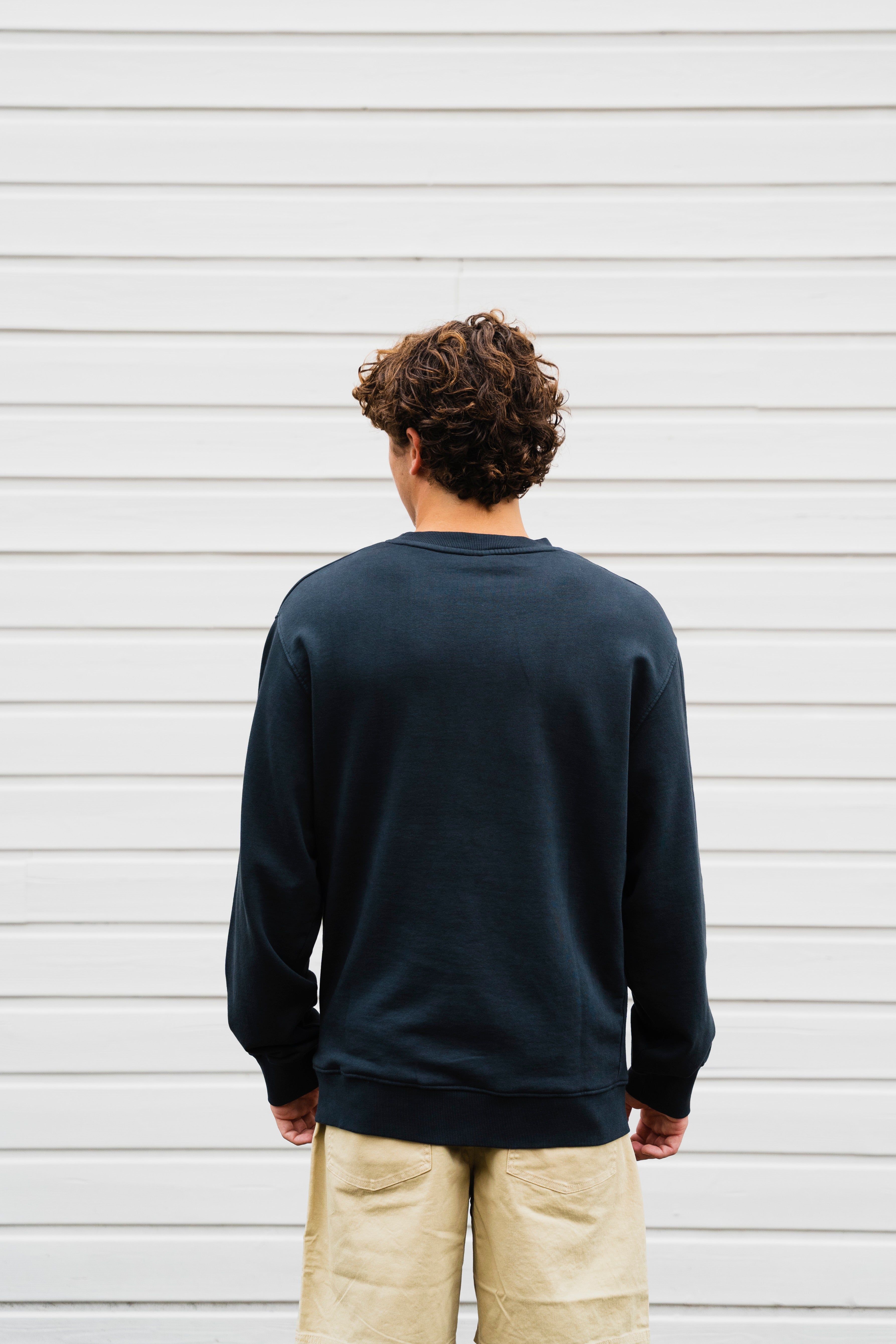 BIG BRAUTHER X T&C Surf Designs Crew Fleece Checky Logo - Washed Black