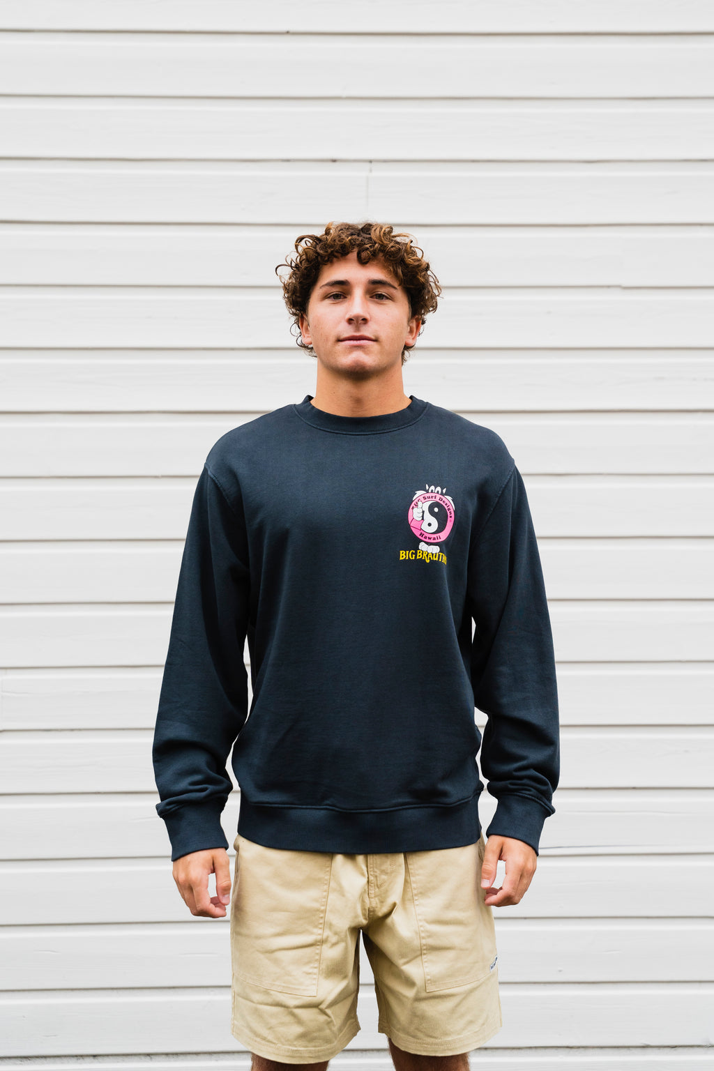 BIG BRAUTHER X T&C Surf Designs Crew Fleece Cat logo - Washed Black