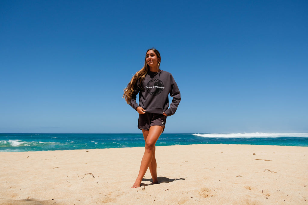 T&C Surf Designs Women Checky Crew Sweat - Washed Black