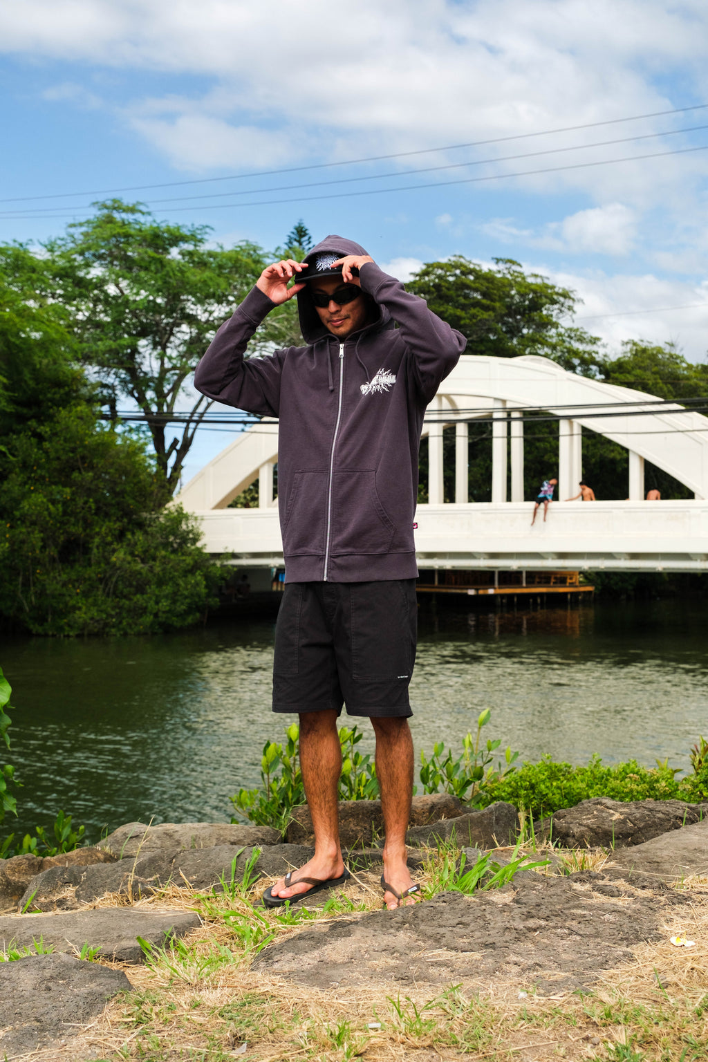 T&C Surf Designs Under the Sun Full Zip Hooded Sweatshirt - Washed Black