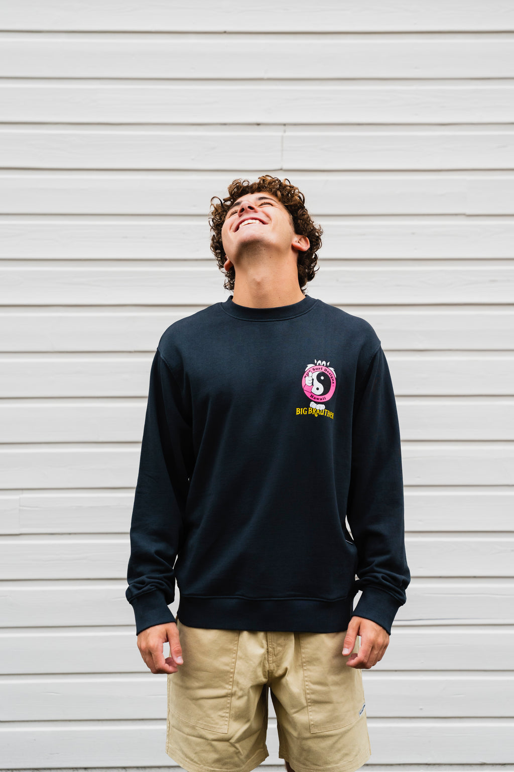 BIG BRAUTHER X T&C Surf Designs Crew Fleece Cat logo - Washed Black
