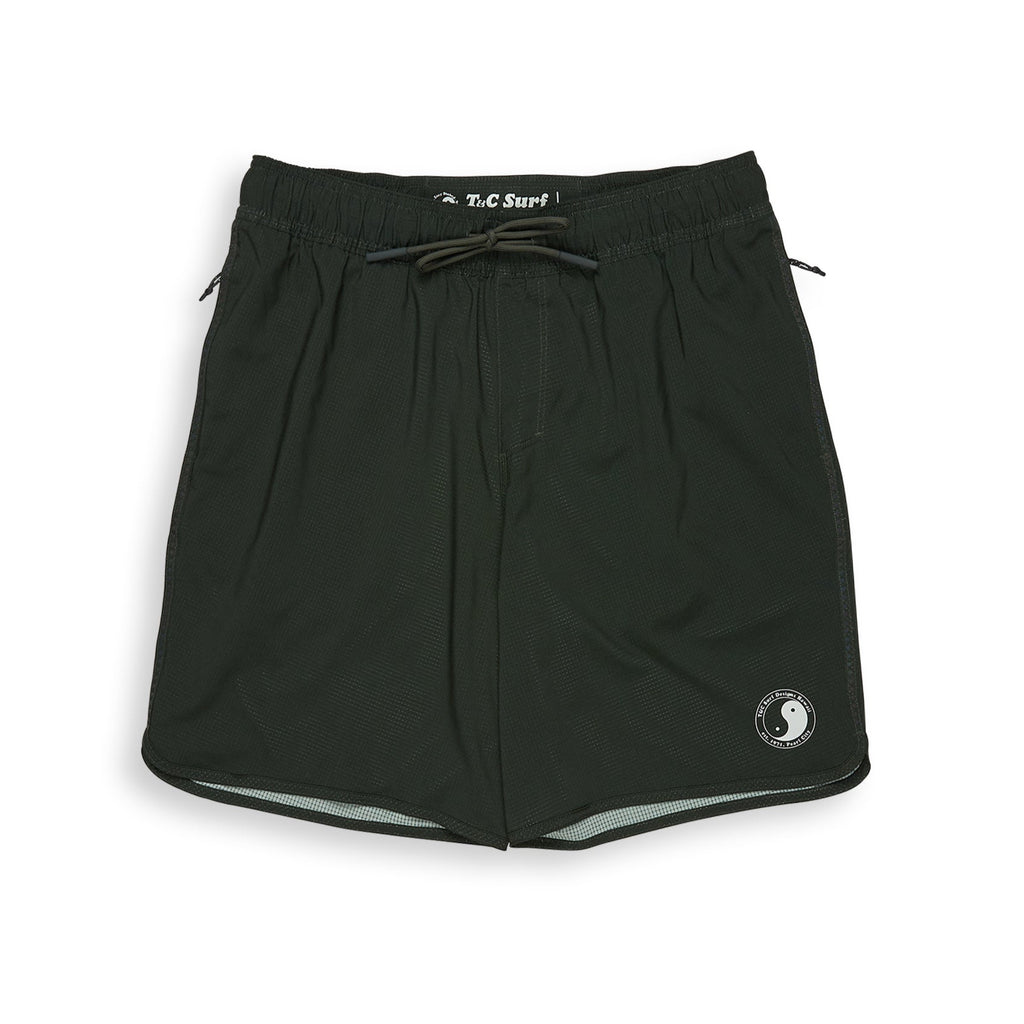 T&C Surf Designs Elastic-Scalop-19" Active Shorts - Dark Military