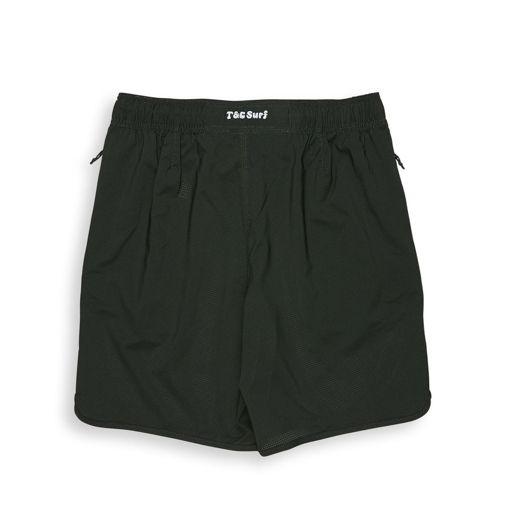 T&C Surf Designs Elastic-Scalop-19" Active Shorts - Dark Military