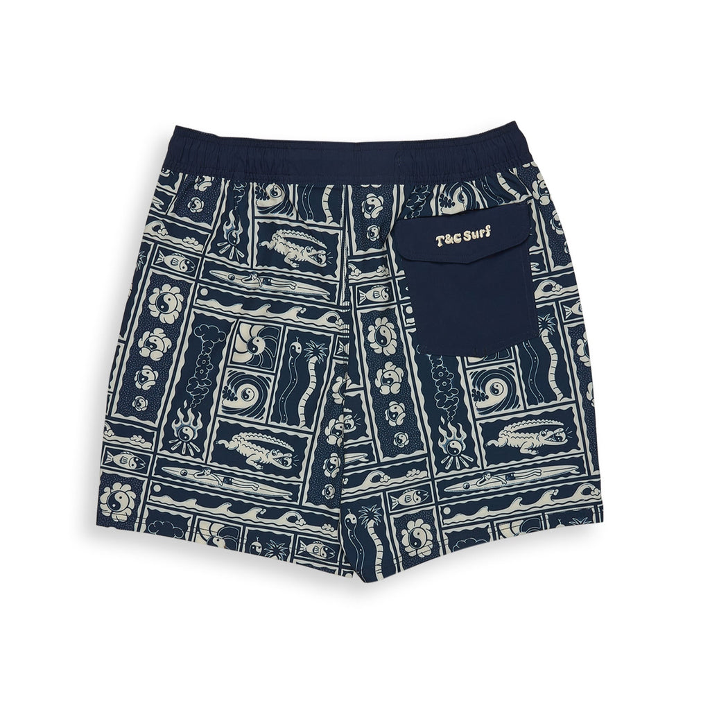 T&C Surf Designs Aloha Elastic 17,5" Beach Shorts - Navy