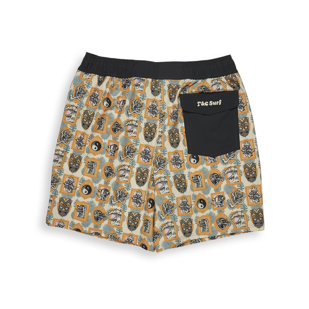 Calção de praia elástico T&C Surf Designs Aloha de 17,5" - Bege