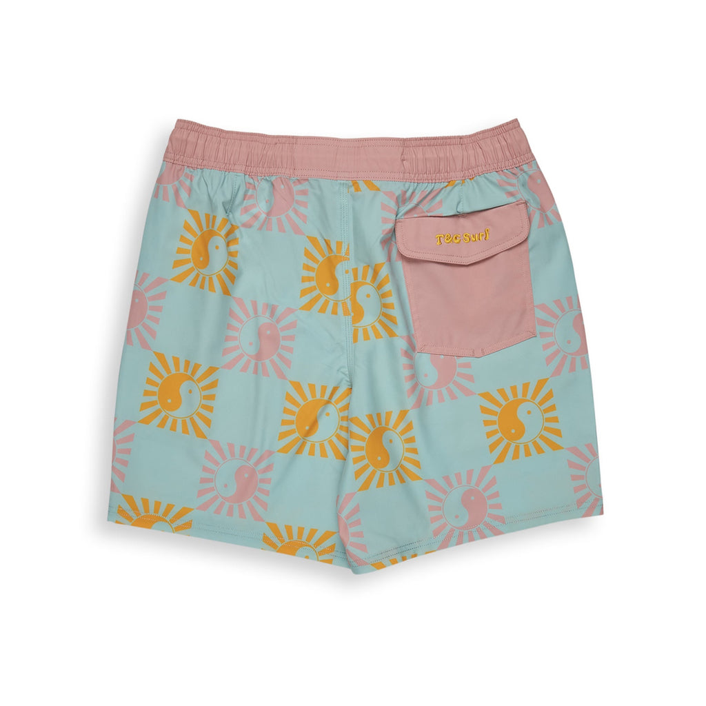 Calção de praia T&C Surf Designs Aloha Elastic de 17,5" - Usado, Azul