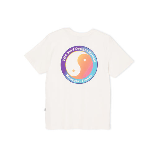 T-shirt de manga curta Destination da T&C Surf Designs - Branco Vintage