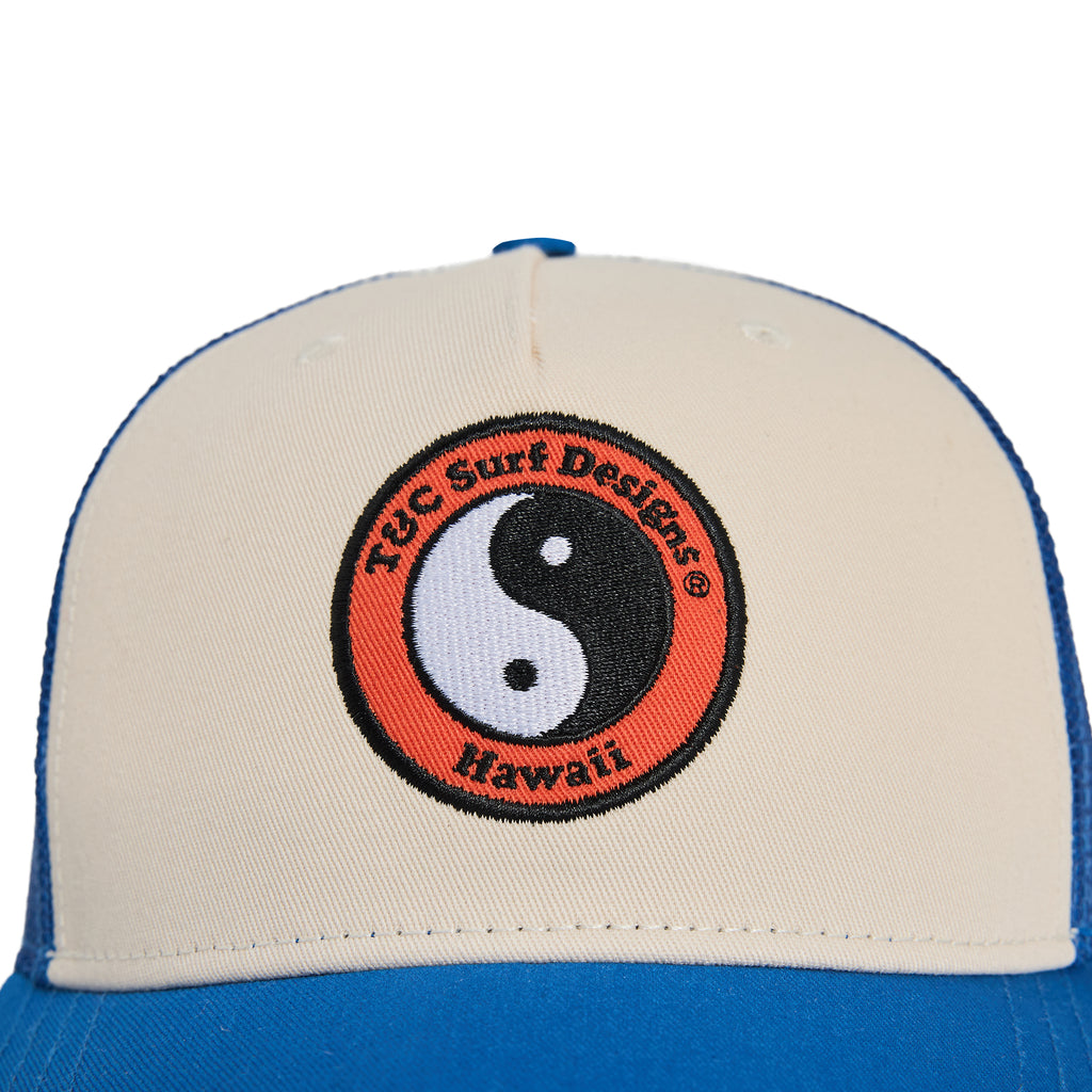 T&C Surf Designs YY Multico Trucker Cap - Bright Blue Natural Used Red Logo
