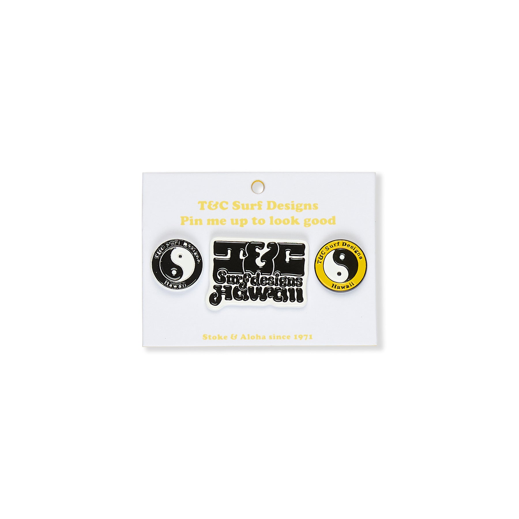 T&C Surf Designs Set of 3 Pins - Yellow White Black