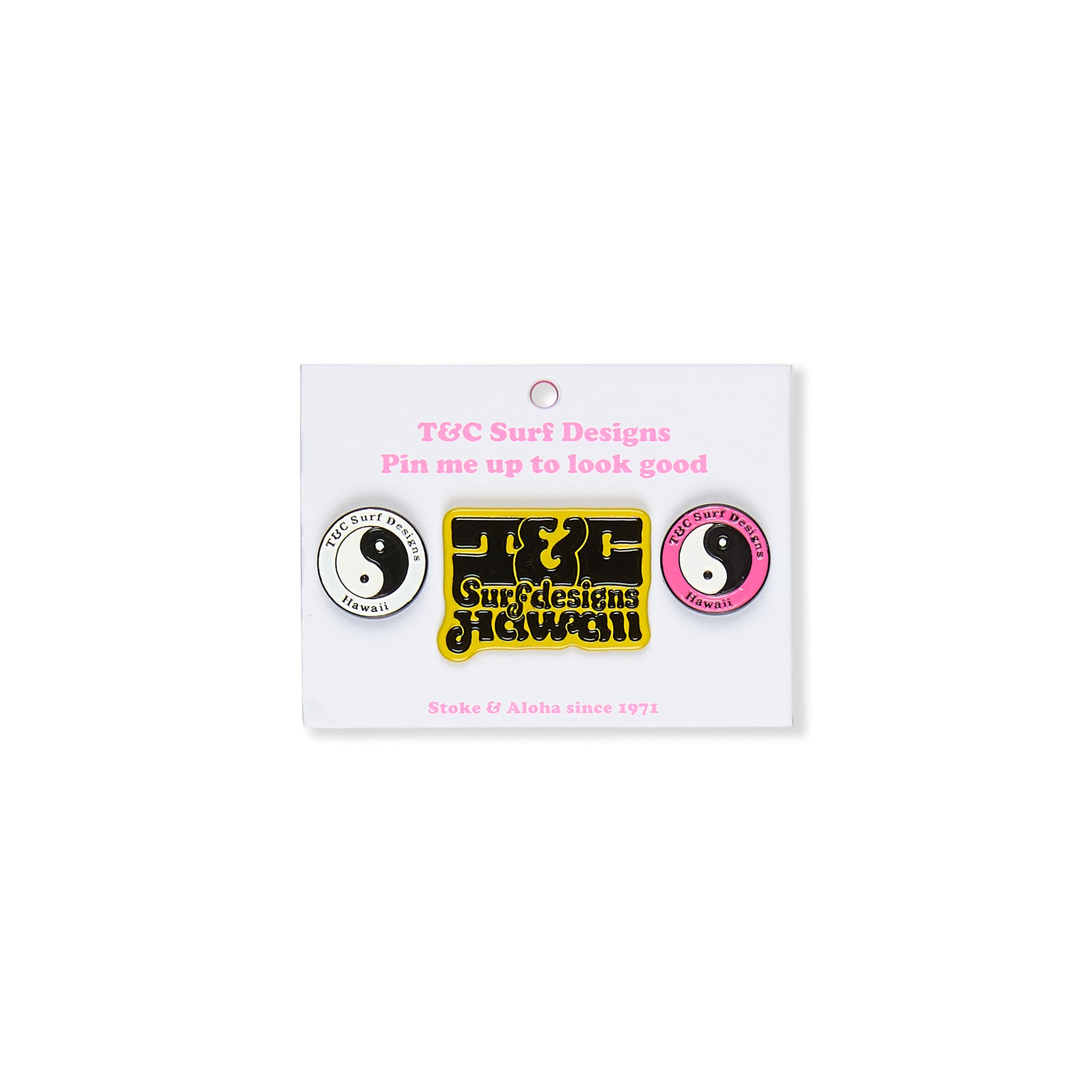 T&C Surf Designs Set of 3 Pins - Pink Yellow White
