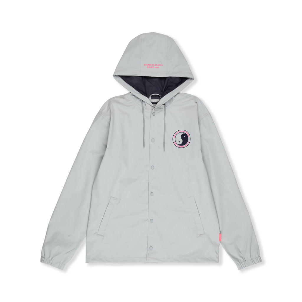 Casaco corta-vento com capuz em nylon da T&C Surf Designs - Cinza