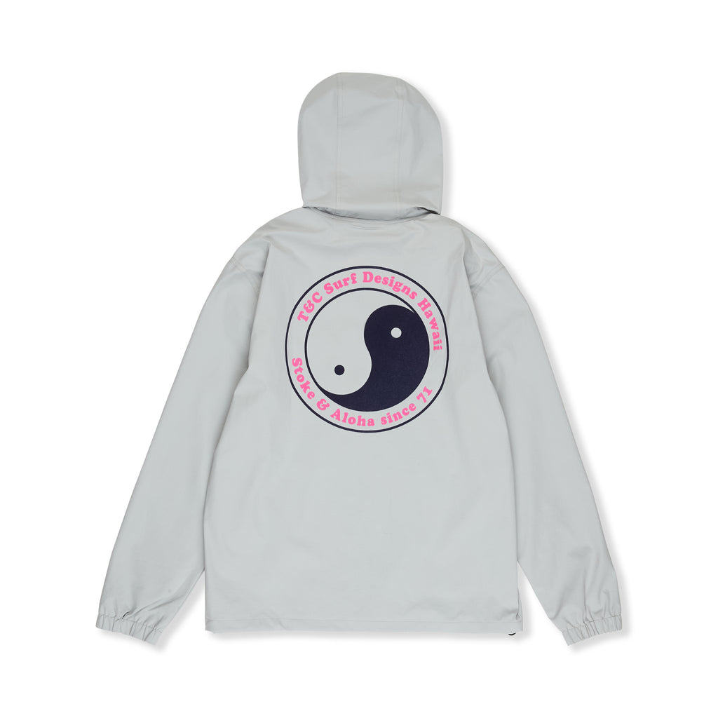 Casaco corta-vento com capuz em nylon da T&C Surf Designs - Cinza