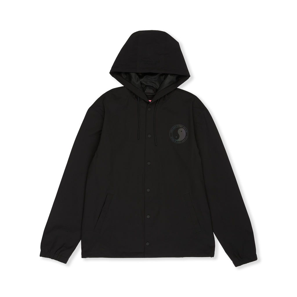 Casaco corta-vento com capuz em nylon da T&C Surf Designs - Preto
