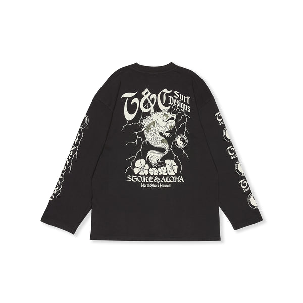 T-shirt de manga comprida T&C Surf Designs Koï Lightning - Preto Militar