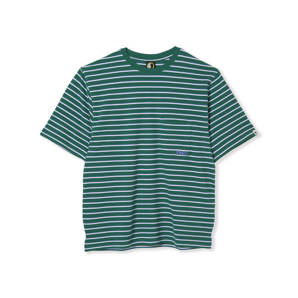 T-shirt de manga curta às riscas tingida com fios T&C Surf Designs PK - Verde