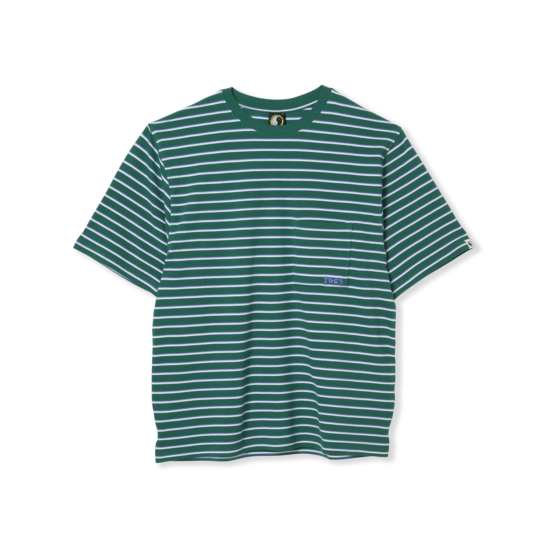 T-shirt de manga curta às riscas tingida com fios T&C Surf Designs PK - Verde