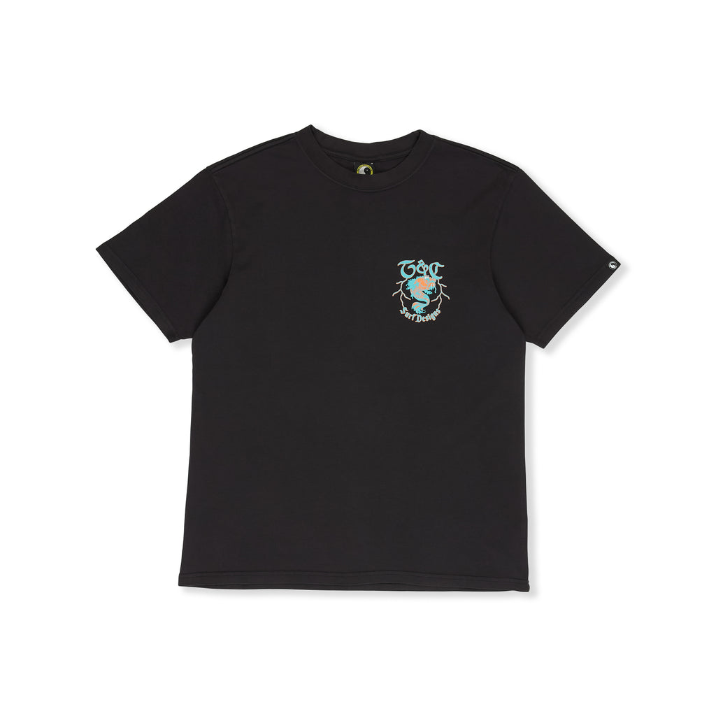 T-shirt de manga curta Funco Koi da T&C Surf Designs - Preto