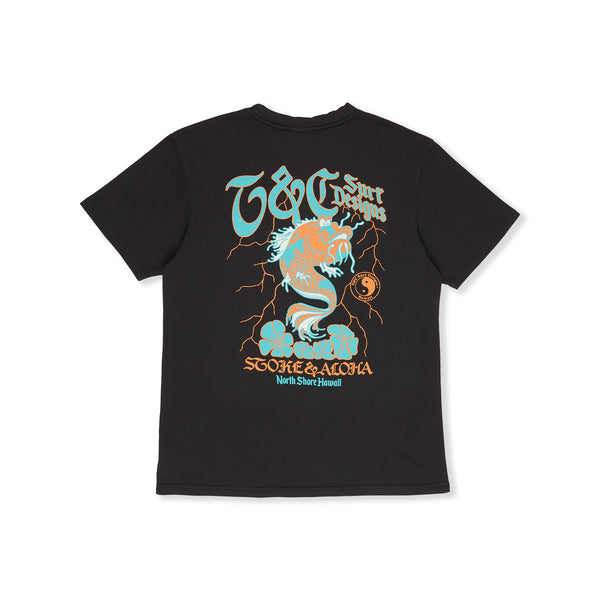 T-shirt de manga curta Funco Koi da T&C Surf Designs - Preto