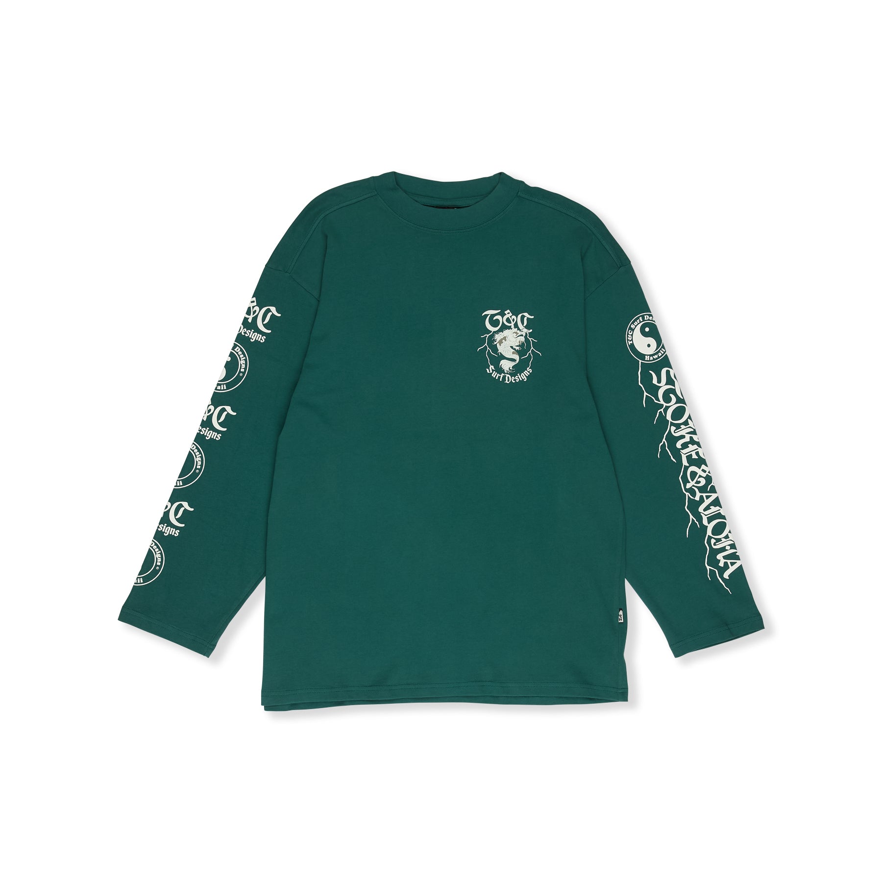 T&amp;C Surf Designs Koi Lightning L/S Tee-Green Sea
