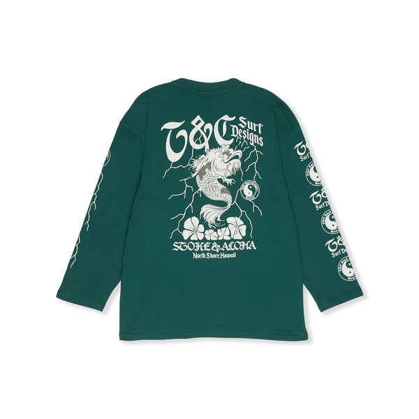 T-shirt de manga comprida T&C Surf Designs Koi Lightning - Verde Mar