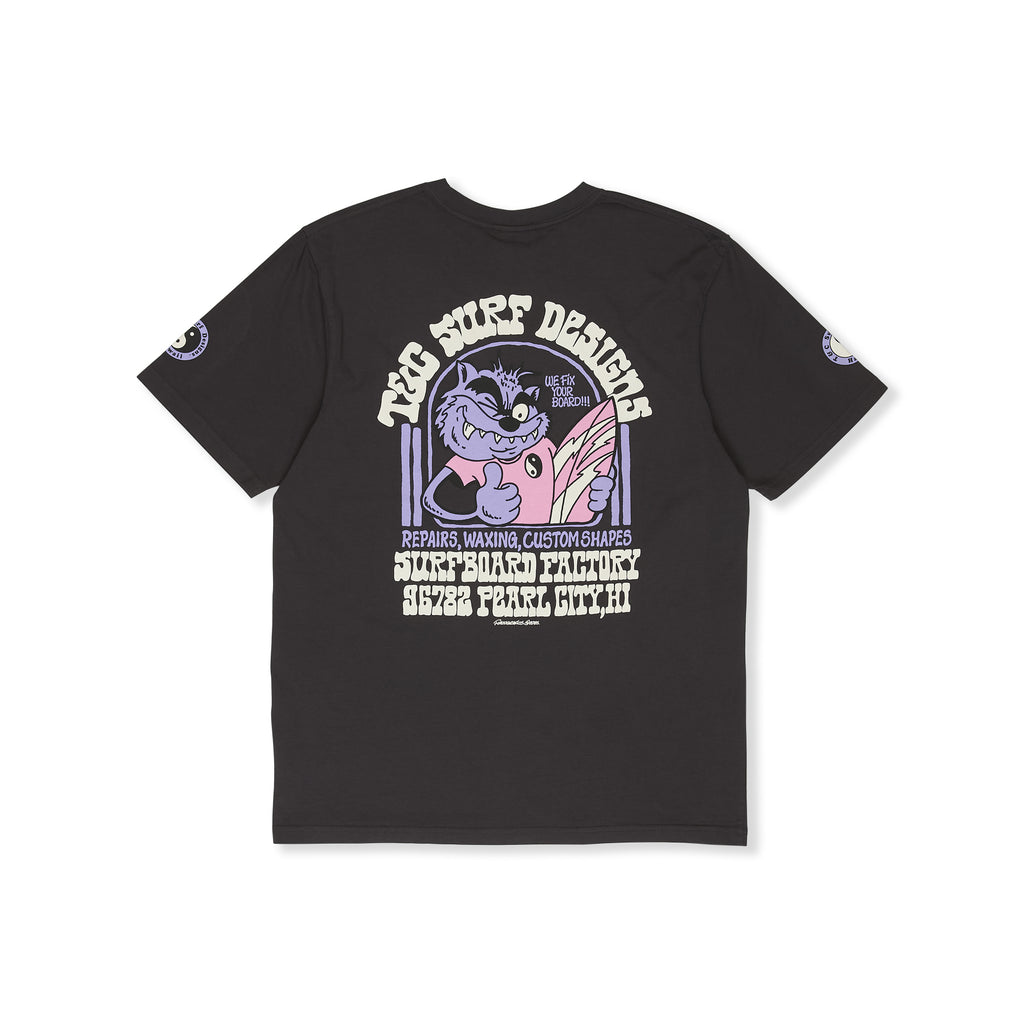 T-shirt de manga curta T&C Surf Designs Surf Service, lavagem preta.