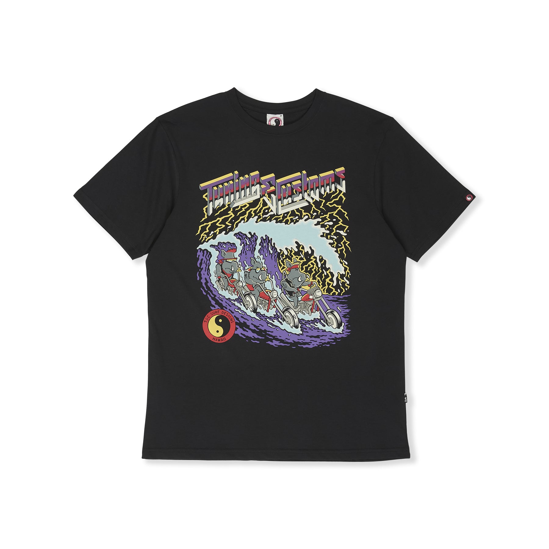 T-shirt de manga curta Wild Hogs da T&C Surf Designs - Preto Militar