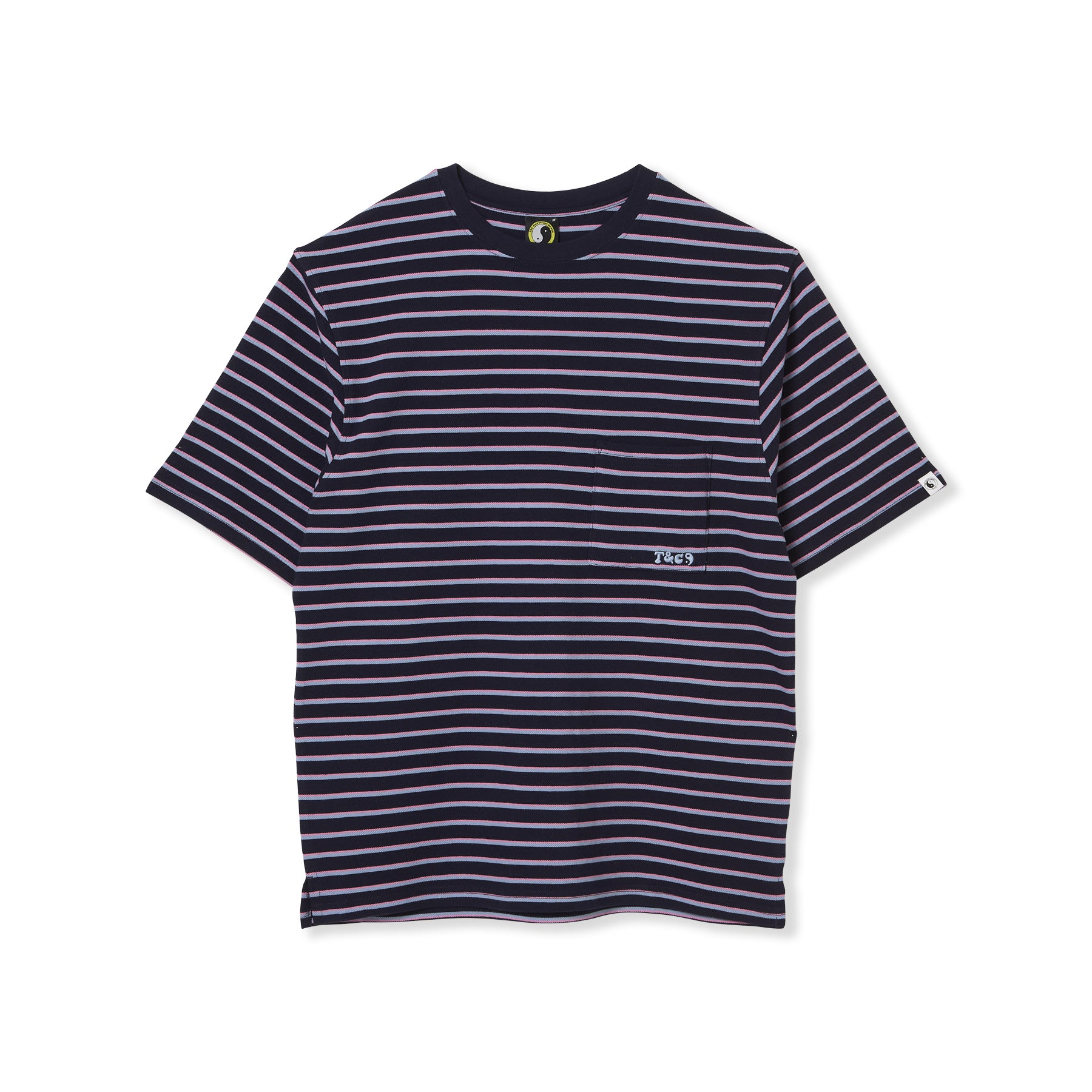 T-shirt de manga curta às riscas tingida com fios T&C Surf Designs PK - Azul Marinho