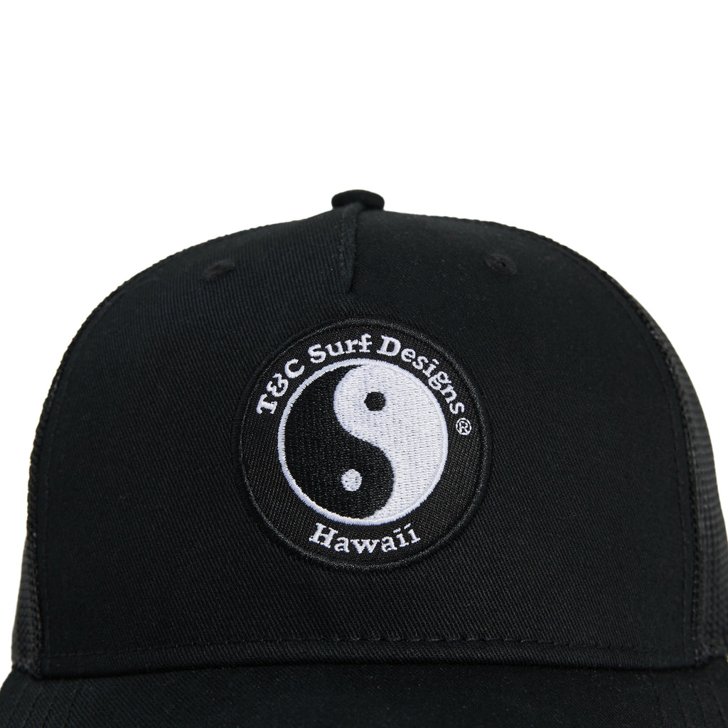 T&C Surf Designs YY Trucker Cap - Black Black White logo