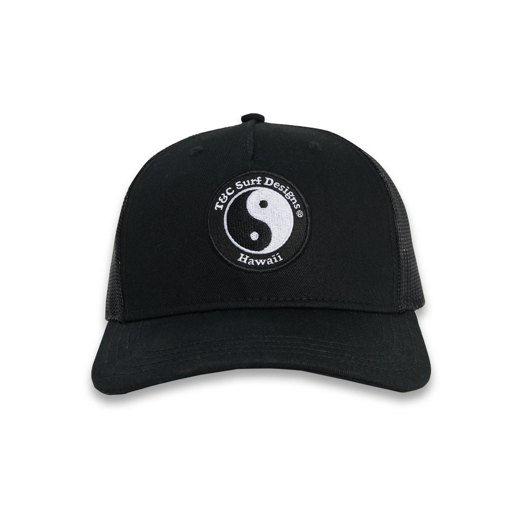 T&C Surf Designs YY Trucker Cap - Black Black White logo